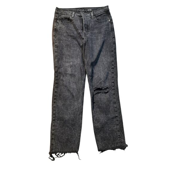 Used Old Navy Extra High-Rise Sky-Hi Straight Jeans Women's Size 10 Gray Black - Picture 1 of 5